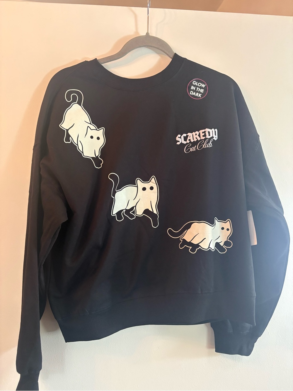 Women’s ghost cat glow in dark sweatshirt